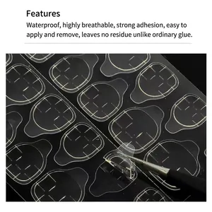 Set di adesivi per unghie in gel impermeabili con pinzetta su sfondo nero professionale