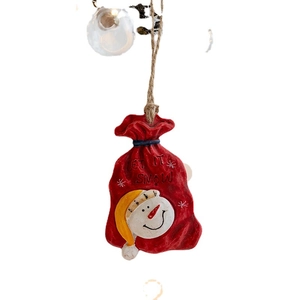Décoration de Noël sac cadeau en résine avec bonhomme de neige et texte Let It Snow