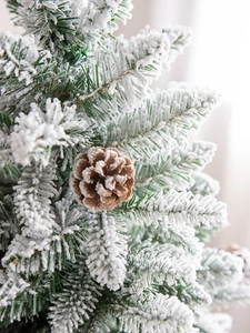 45cm flocked tabletop Christmas tree with realistic snow-covered pine needles and cones