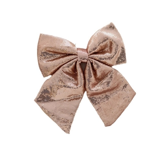Sparkling pink sequins Christmas tree bow decoration with elegant metallic glitter finish