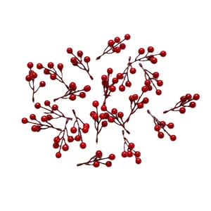 Vibrant red artificial holly berries stems for festive Christmas DIY decoration