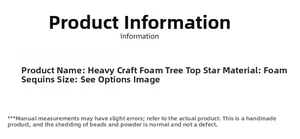 Glitter foam Christmas tree topper star material specifications and handmade notes
