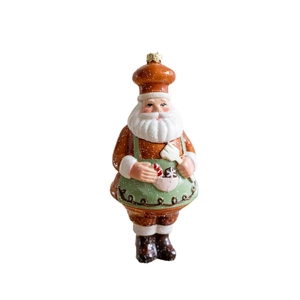 Creative chef Santa Claus gingerbread ornament with festive cooking tools for Christmas tree