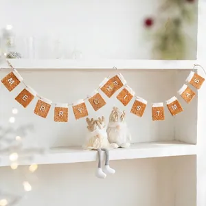 Merry Christmas felt pocket banner and festive gnomes for holiday wall decoration
