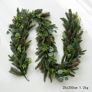 Christmas PE garland with pine needles and eucalyptus 25x200cm decorative greenery