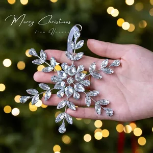 Acrylic snowflake ornament with sparkling rhinestones for Christmas tree decoration