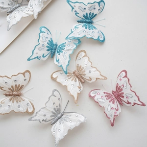 Farfalle decorative per albero di Natale con glitter e strass in vari colori brillanti