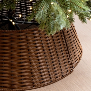 Support de pied de sapin de Noël tressé marron foncé pour une décoration minimaliste