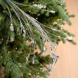 Sparkling silver glitter branch decoration for Christmas tree floral DIY arrangements