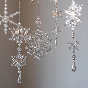 Clear acrylic snowflake ornaments for Christmas tree and window holiday decoration