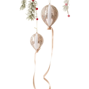 Décorations de Noël en forme de montgolfière champagne doré avec paillettes et rubans