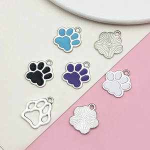 DIY colorful cat paw pendants made of alloy and oil drip for jewelry making crafts