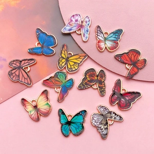 Cartoon Multicolor Butterfly Alloy Enamel Pendants For DIY Jewelry Making Necklace Bracelet Accessory Enamel Butterfly Charms
