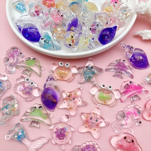 Pendentifs Lumineux en Résine Thème Océan Queue de Sirène Coquillage Étoile de Mer Brillent Dans le Noir pour Bijoux