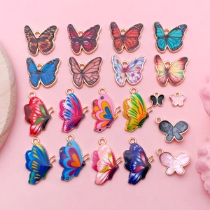 Colorful Enamel Butterfly Charms DIY Zinc Alloy Flower Pendants For Jewelry Making Necklace Bracelet Earring Women Jewelry