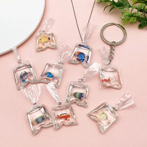 Creative resin bag goldfish pendant charm for DIY keychains and necklace accessories