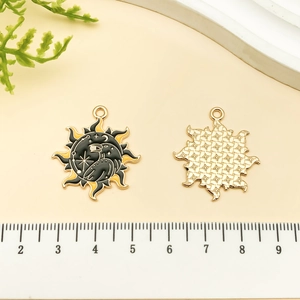 Detailed view of solar star enamel pendant showing both front design and textured back
