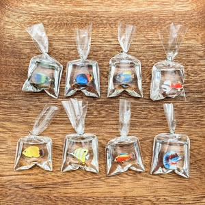 Creative 3D resin goldfish in transparent bag charms with keyrings for DIY crafts
