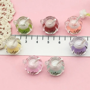 Luminous dual-tone resin coffee cup charms in seven assorted colors for DIY accessories