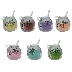 Luminous resin coffee cup charms in seven colors for DIY keychain and jewelry making