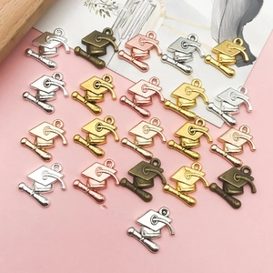 Graduation Doctoral Hat Scroll Zinc Alloy Charms For DIY Jewelry Making Keychain Pendants Graduation Season Gift For Students