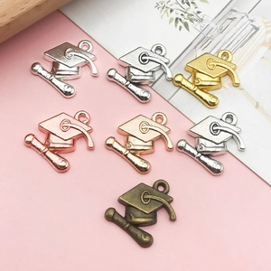 DIY Graduation Cap and Diploma metal alloy pendants in various metallic finishes