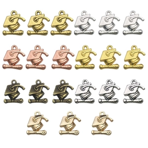 Multi-color graduation cap pendants in gold and silver finishes for DIY jewelry