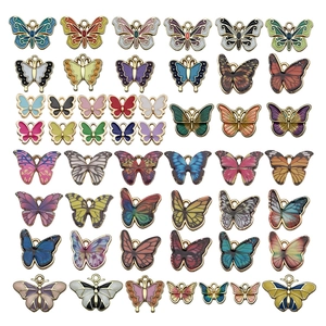 Surtido de colgantes de mariposa coloridos de aleación para creación de joyas DIY