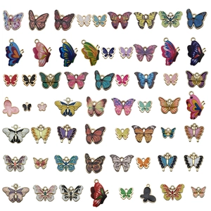 Pendentifs papillons colorés en émail aux motifs variés pour la création de bijoux