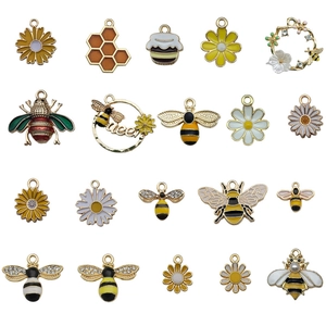 19er-Set Emaille-Anhänger mit Biene und Gänseblümchen für DIY-Schmuck und Anhänger