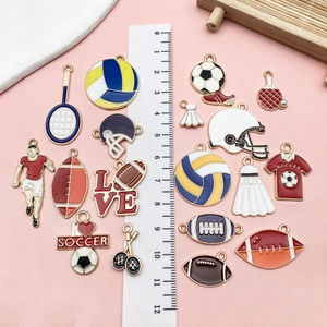 Assorted sports charms including soccer, football and badminton for DIY jewelry making