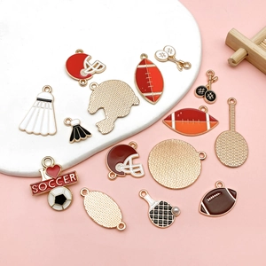 Enamel sports pendants set with soccer, football, and badminton charms for DIY jewelry