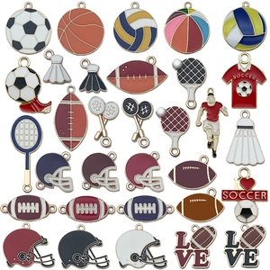Pendentifs sportifs en alliage pour DIY incluant des breloques football et basketball