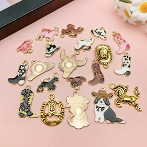Lot de breloques cowboy avec bottes et chapeaux pour bijoux DIY et porte-clés