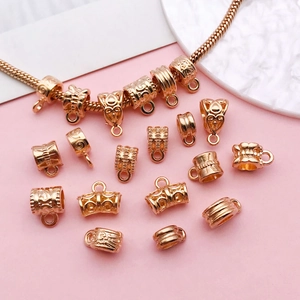 Abalorio de tubo con agujero grande oro KC retro para crear joyas y pulseras DIY