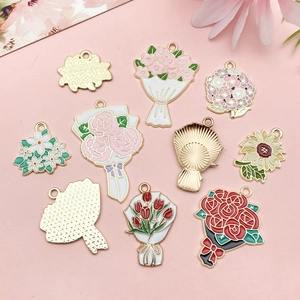 Lot de 10 breloques bouquets de fleurs émaillées pour accessoires bijoux DIY colorés