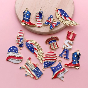 Zinc alloy Independence Day charms with red white blue enamel and rhinestones