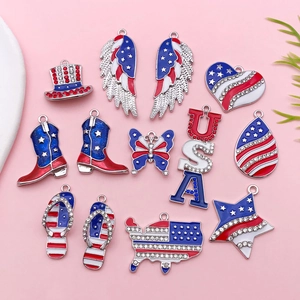 Set de breloques DIY drapeau américain avec lettres USA et étoiles pour bijoux