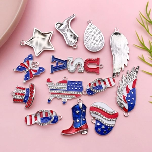 Ensemble de pendentifs drapeau USA pour bijoux DIY en rouge, blanc et bleu