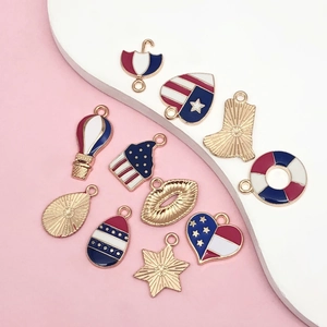 DIY Independence Day charms set with red white blue enamel stars and hearts pendants