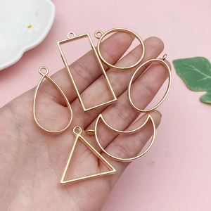 Golden geometric hollow frames for jewelry DIY including waterdrop and rectangle shapes