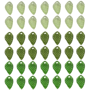 Acrylic leaf pendants in green shades with leaf vein texture for DIY jewelry making