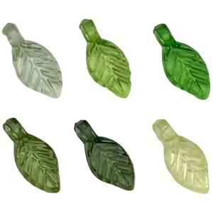 Set of six translucent green acrylic leaf pendants for DIY jewelry making accessories