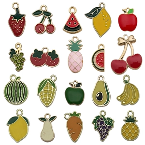 20-piece colorful enamel fruit and vegetable charms for DIY jewelry making