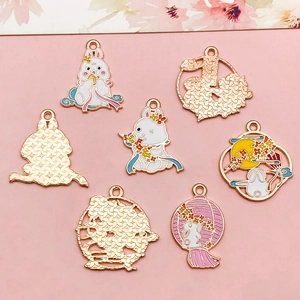 Pendentifs lapin de la mi-automne en émail coloré pour la création de bijoux DIY