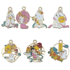DIY Mid-Autumn Festival enamel pendants featuring jade rabbit and moon goddess designs
