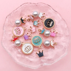 Lot de pendentifs couronnes en alliage émaillé et strass pour bijoux DIY