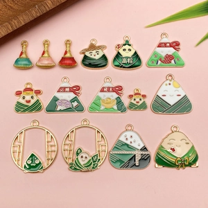 Zinc Alloy Enamel Zongzi Broom Panda Pendants Festive DIY Jewelry Accessories For Bracelet Necklace Making Women Men