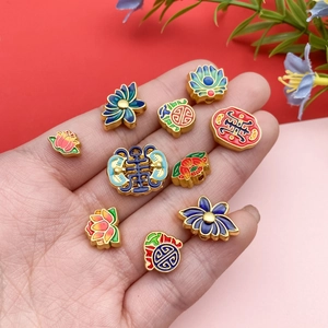 Traditional cloisonné lotus beads with enamel finish for DIY jewelry and crafts