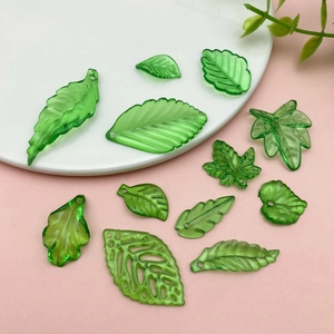 Assorted green acrylic leaf pendants for DIY earring making and handmade jewelry crafts
